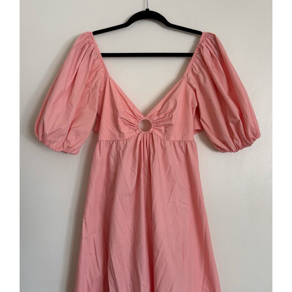Pink Abercrombie O-Ring Puff Sleeve Midi Dress S - Picture 4 of 11